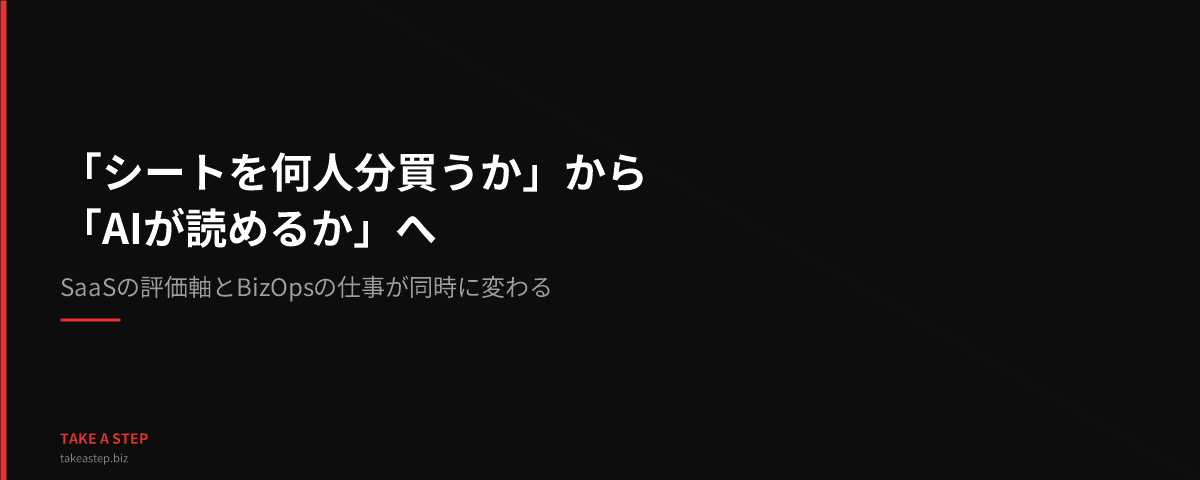 「シートを何人分買うか」から「AIが読めるか」へ ── SaaSの評価軸とBizOpsの仕事が同時に変わる